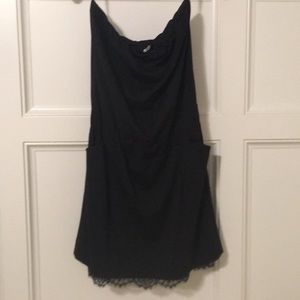 Black Strapless Dress with Pockets